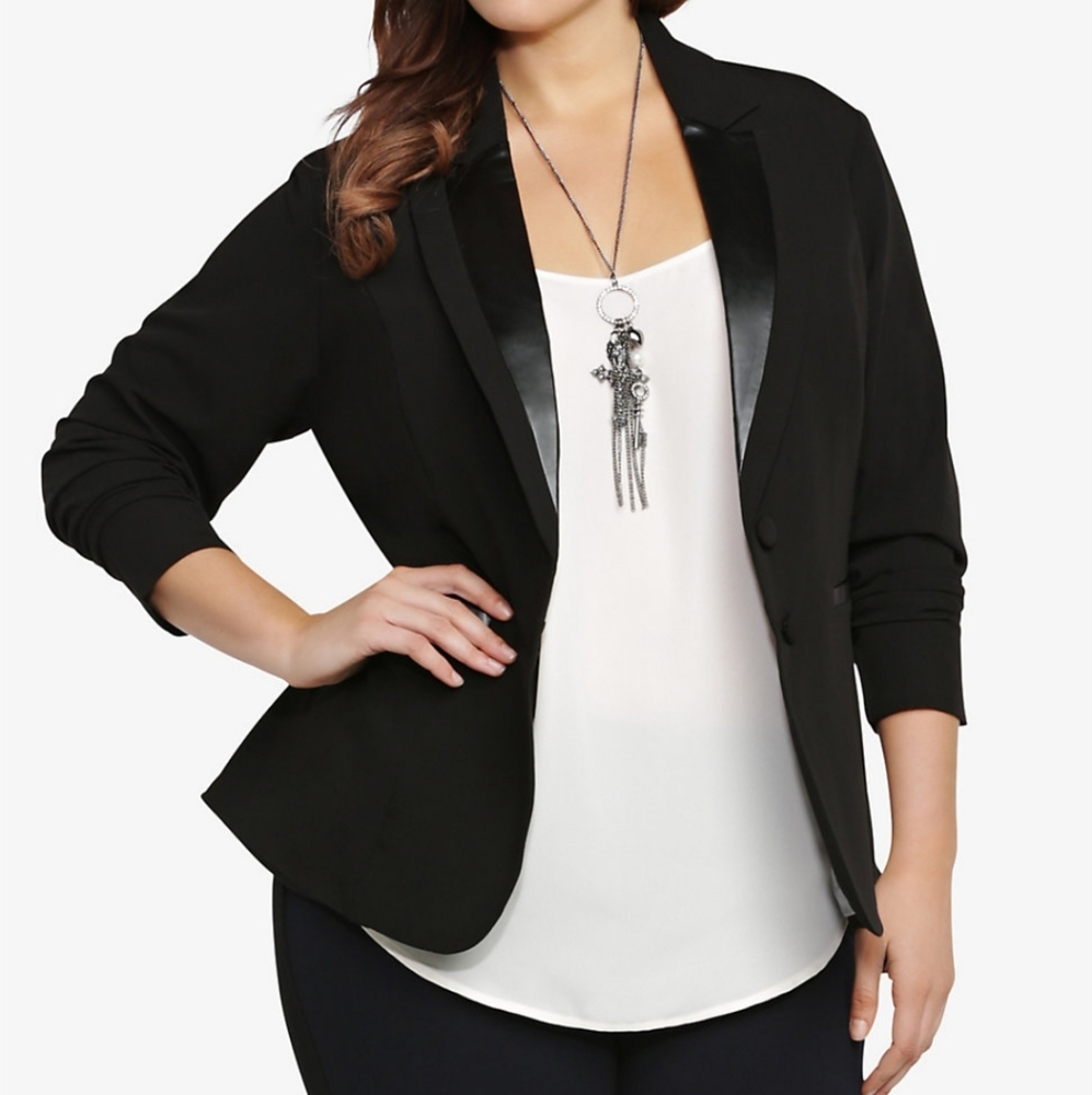 Torrid Faux Leather Trim Blazer
